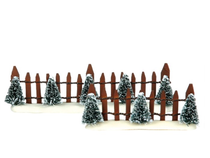 LuVille Fence Wooden with Trees set of 2